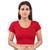 Red polyester stitched sweet heart neck blouse