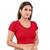 Red polyester stitched sweet heart neck blouse