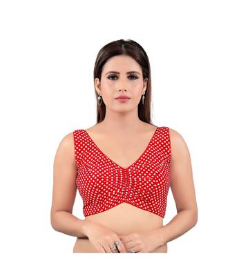 Red Georgette stitched sweet heart neck blouse 1
