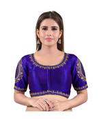 multicolor art silk stitched sweet heart neck blouse