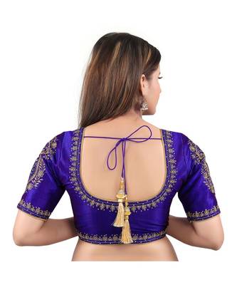 multicolor art silk stitched sweet heart neck blouse 2