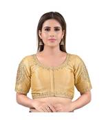 Gold art silk stitched sweet heart neck blouse