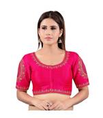 Magenta art silk stitched sweet heart neck blouse