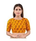 Mustard Cotton stitched sweet heart neck blouse