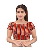 Red Cotton stitched sweet heart neck blouse