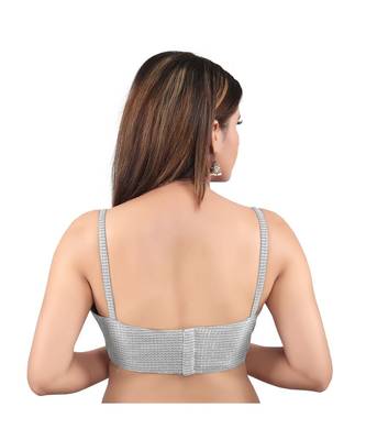 Silver art silk stitched sweet heart neck blouse 2
