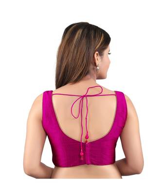 Purple art silk stitched sweet heart neck blouse 2