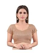 Copper Brocade stitched round neck blouse