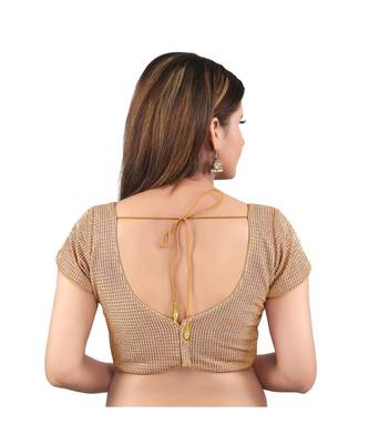 Copper Brocade stitched round neck blouse 2