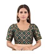 Black Brocade stitched round neck blouse