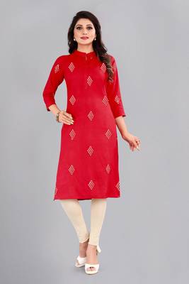 Red woven rayon ethnic-kurtis 1