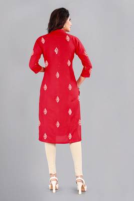 Red woven rayon ethnic-kurtis 2