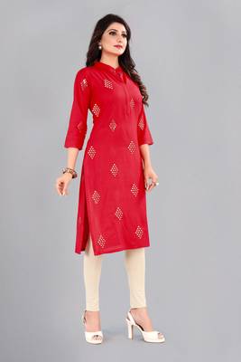 Red woven rayon ethnic-kurtis 3