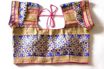 Blue Bordered Kutch Embroidered Cotton Traditional Blouse 1