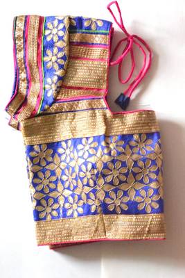 Blue Bordered Kutch Embroidered Cotton Traditional Blouse 2