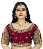 maroon art silk embroidery readymade blouse