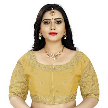 gold art silk embroidery readymade blouse 1