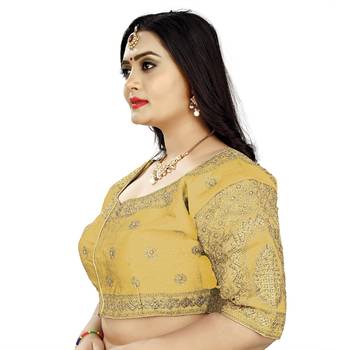 gold art silk embroidery readymade blouse 3