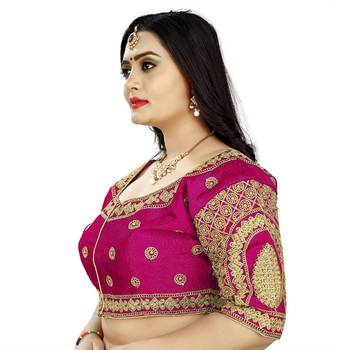 pink art silk embroidery readymade blouse 3