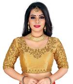 Gold art silk embroidery readymade blouse