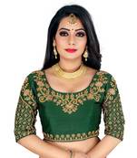 Green art silk embroidery readymade blouse