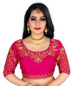 Pink art silk embroidery readymade blouse