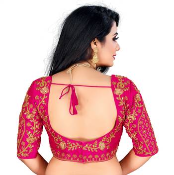 Pink art silk embroidery readymade blouse 2