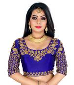 Blue art silk embroidery readymade blouse