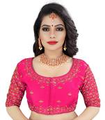 Pink art silk embroidery readymade blouse