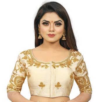 White art silk embroidery readymade blouse 1