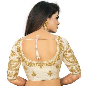 White art silk embroidery readymade blouse 2