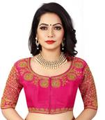 pink art silk embroidery readymade blouse