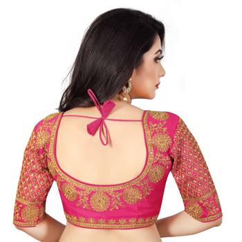 pink art silk embroidery readymade blouse 2