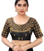 Black art silk embroidery readymade blouse