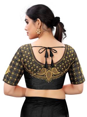 Black art silk embroidery readymade blouse 2