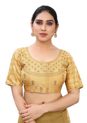 gold art silk embroidery readymade blouse 1