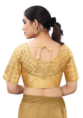 gold art silk embroidery readymade blouse 2