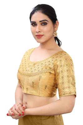 gold art silk embroidery readymade blouse 3