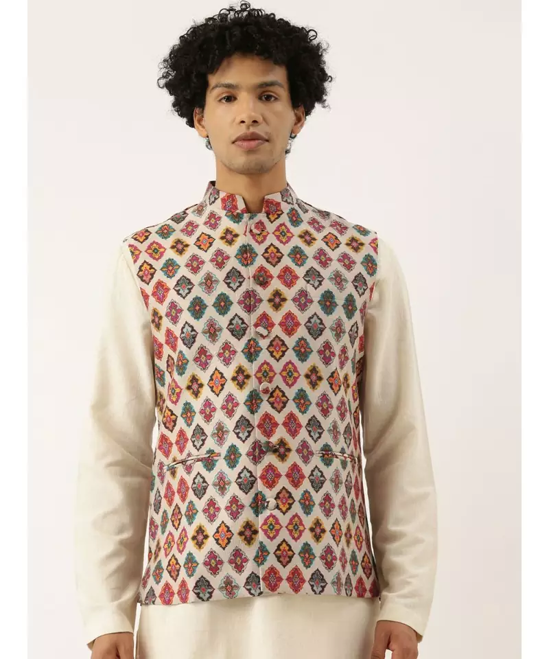 Printed Chanderi Jacket