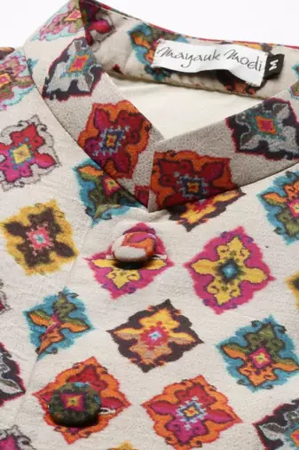 Printed Chanderi Jacket