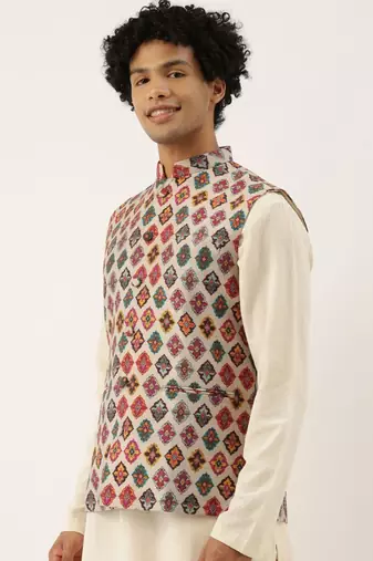 Printed Chanderi Jacket