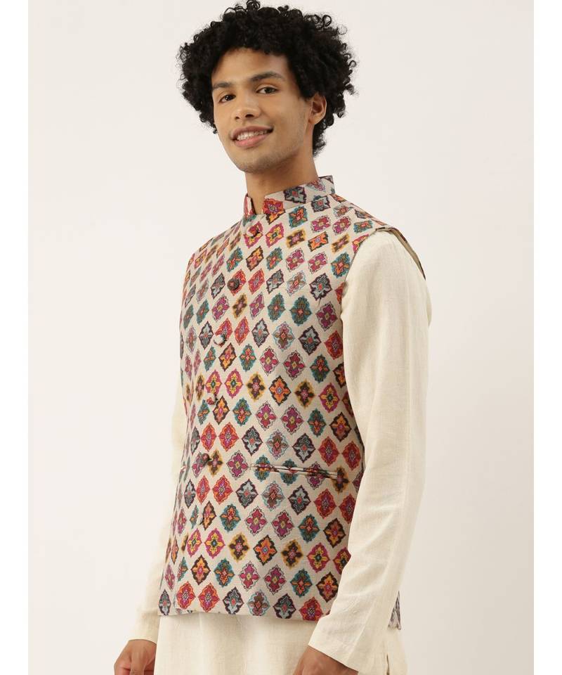 Printed Chanderi Jacket