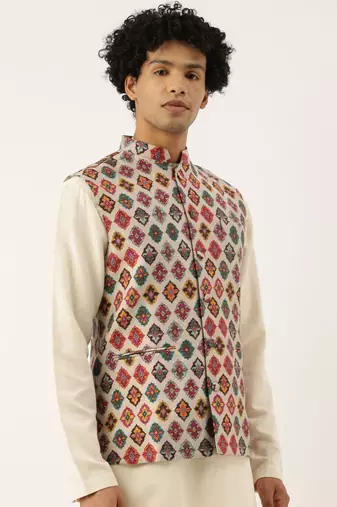 Printed Chanderi Jacket