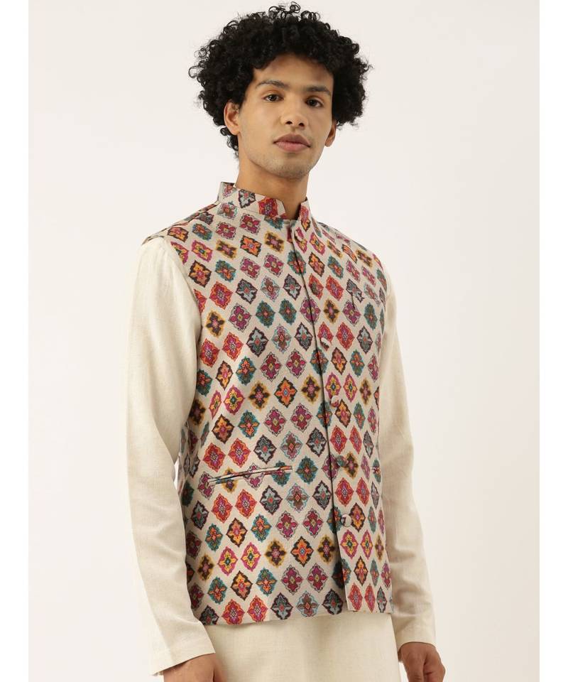 Printed Chanderi Jacket