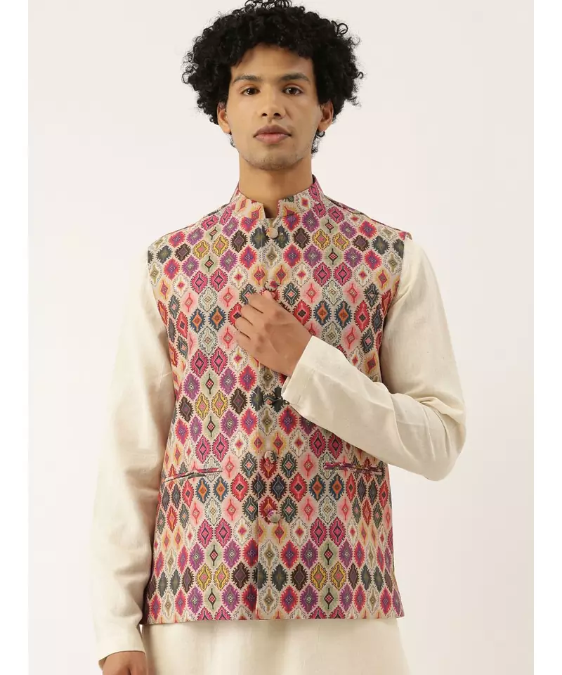 Printed Chanderi Jacket