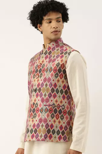 Printed Chanderi Jacket