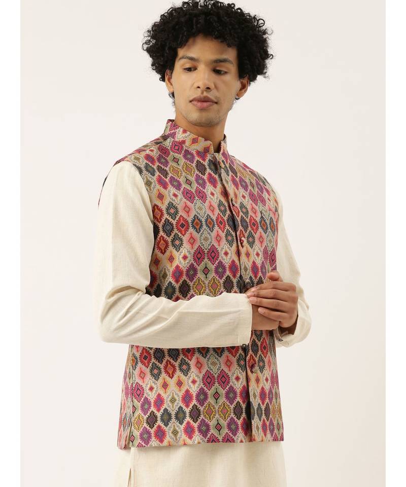 Printed Chanderi Jacket