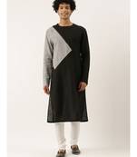 Black Grey Checkered Linen Kurta set