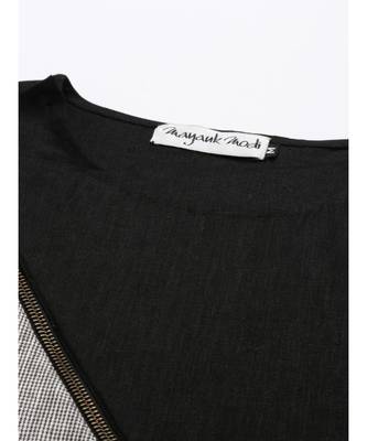 Black Grey Checkered Linen Kurta set 3