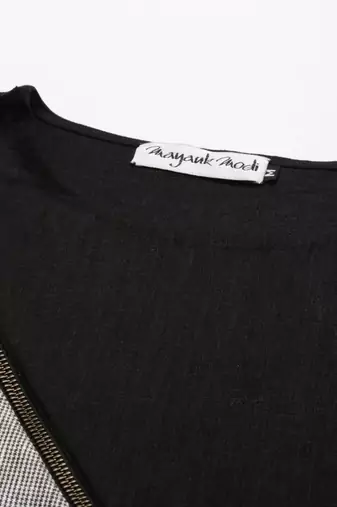 Black Grey Checkered Linen Kurta set